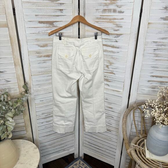 CABI Women's SIZE 2 Lido 5690 White Wide Leg Crop Denim Jeans High Rise Cuff - Picture 10 of 14